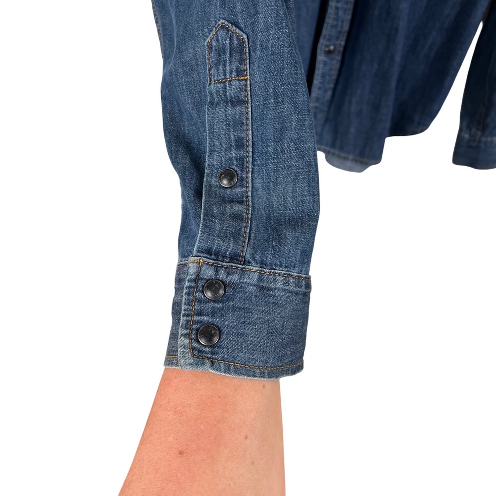 Gap 1969 Iconic Denim Western Shirt Mens Large Dark Indigo Snap Front Country - Picture 8 of 10